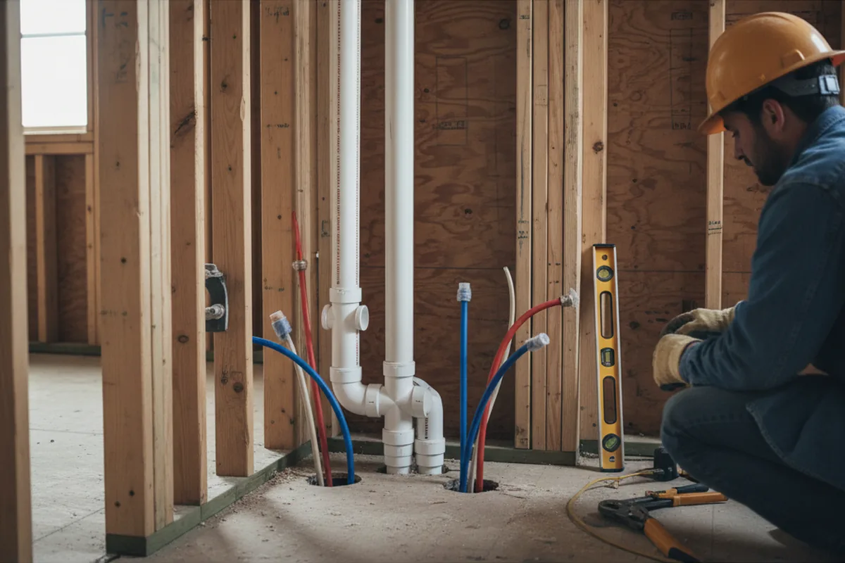 Drain and supply rough-in during Drain Cleaning in Brunswick